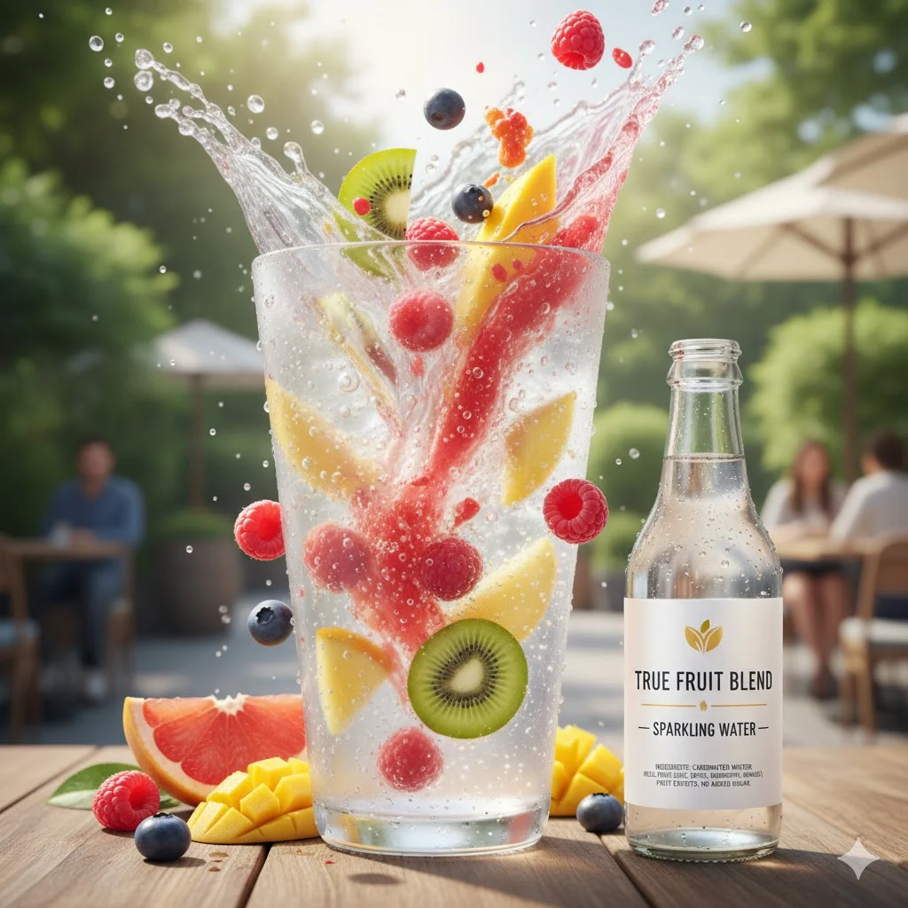 Spindrift sparkling water cans with real fruit slices, showcasing the brand&rsquo;s real-juice approach