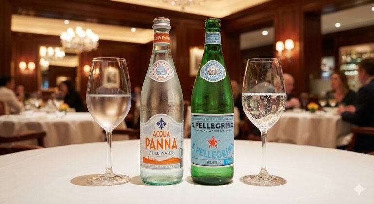 Acqua Panna at restaurant