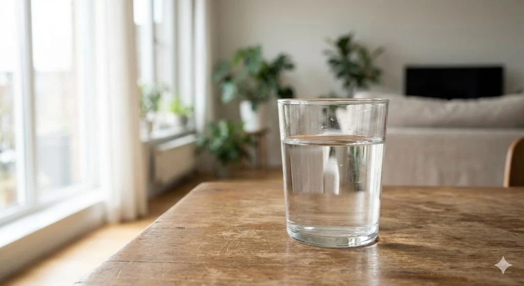 Glass of drinking water representing daily hydration