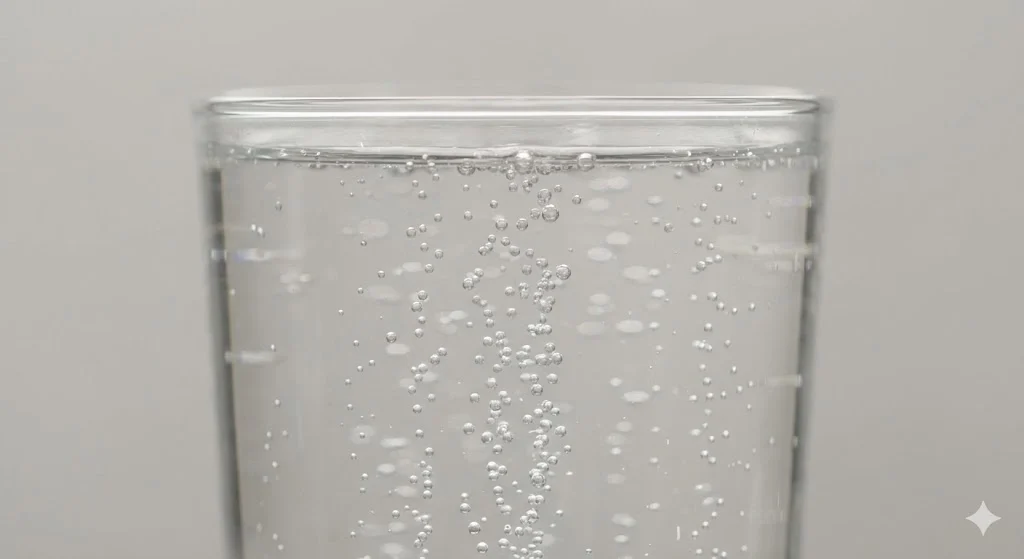 Sparkling water bubbles close-up