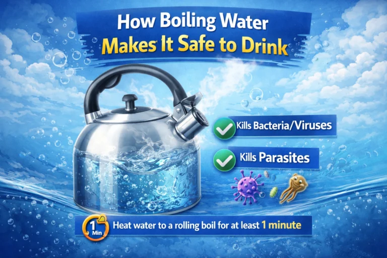 Boiling water kills harmful pathogens