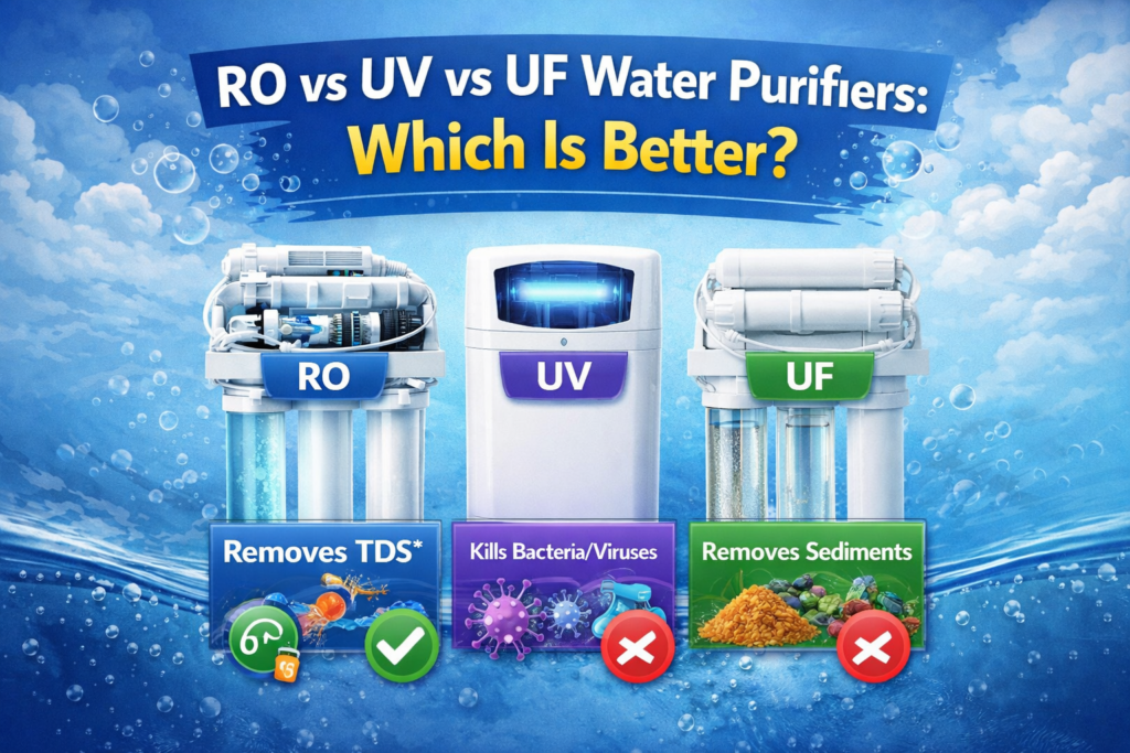 RO vs UV vs UF Water Purifiers: Which Is Better