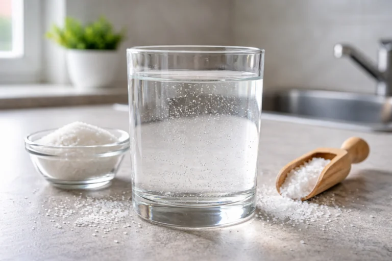 Glass of water and sea salt