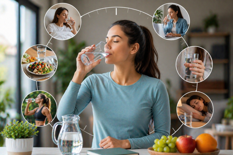 Healthy hydration routine infographic