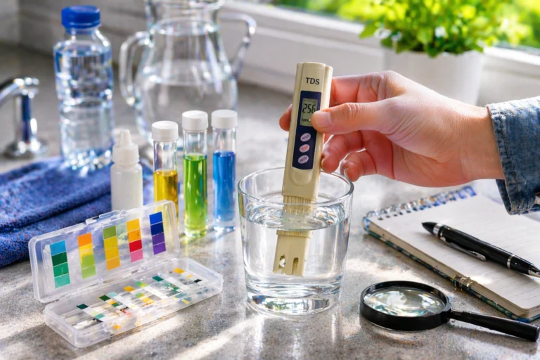 Water quality testing in progress