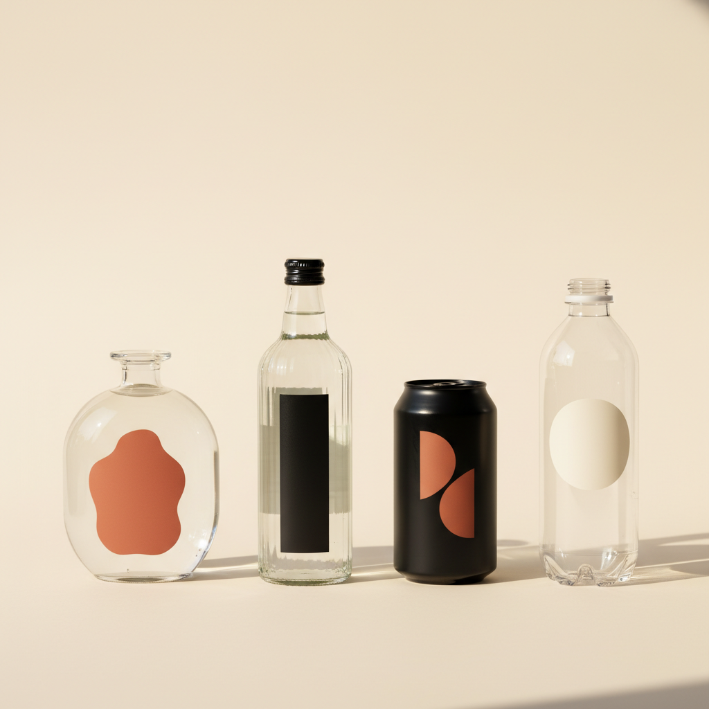 Premium bottled water on display