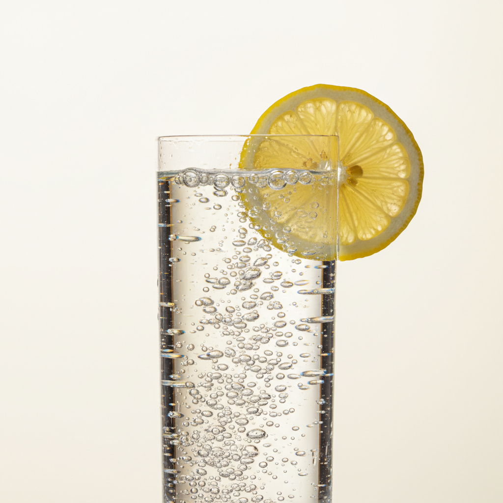 Sparkling water in a glass with effervescent bubbles