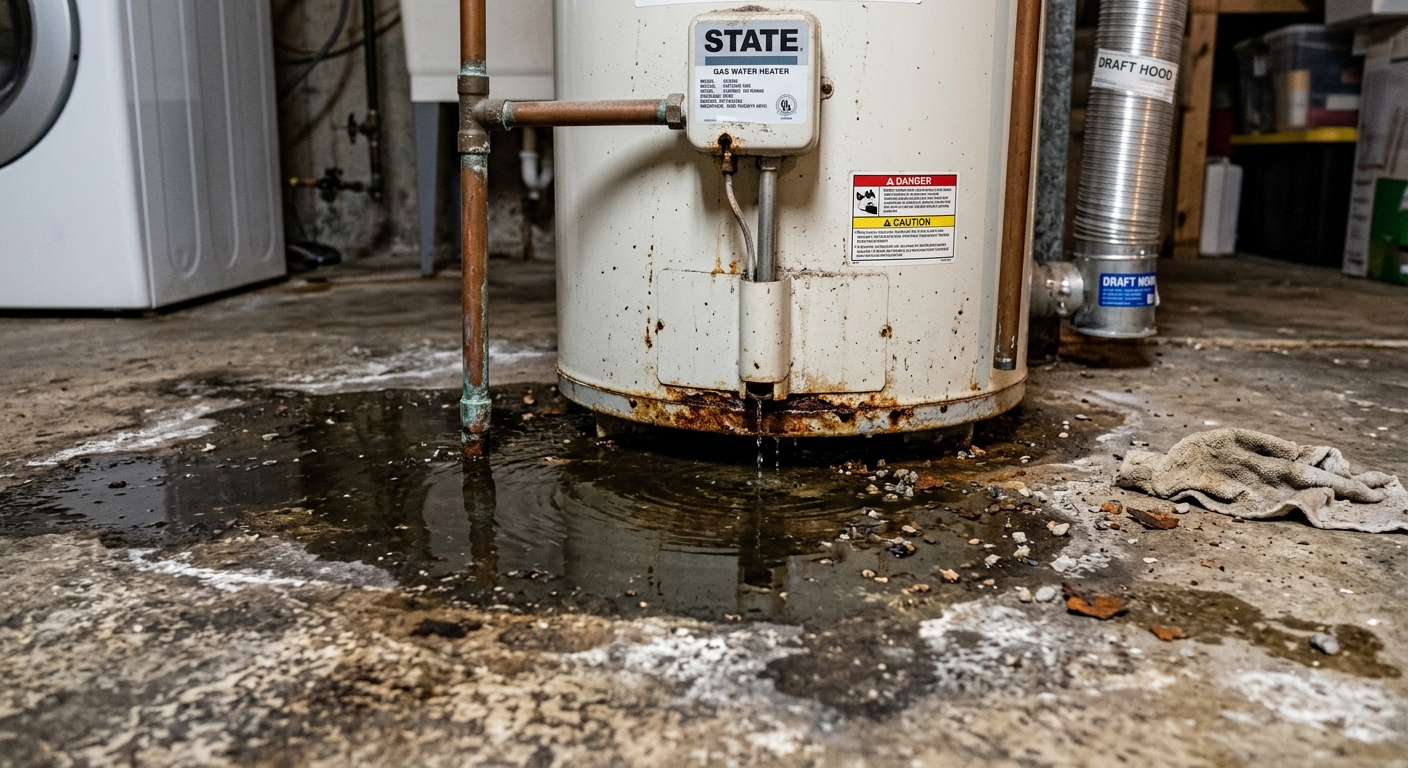 Water heater leak at base of tank