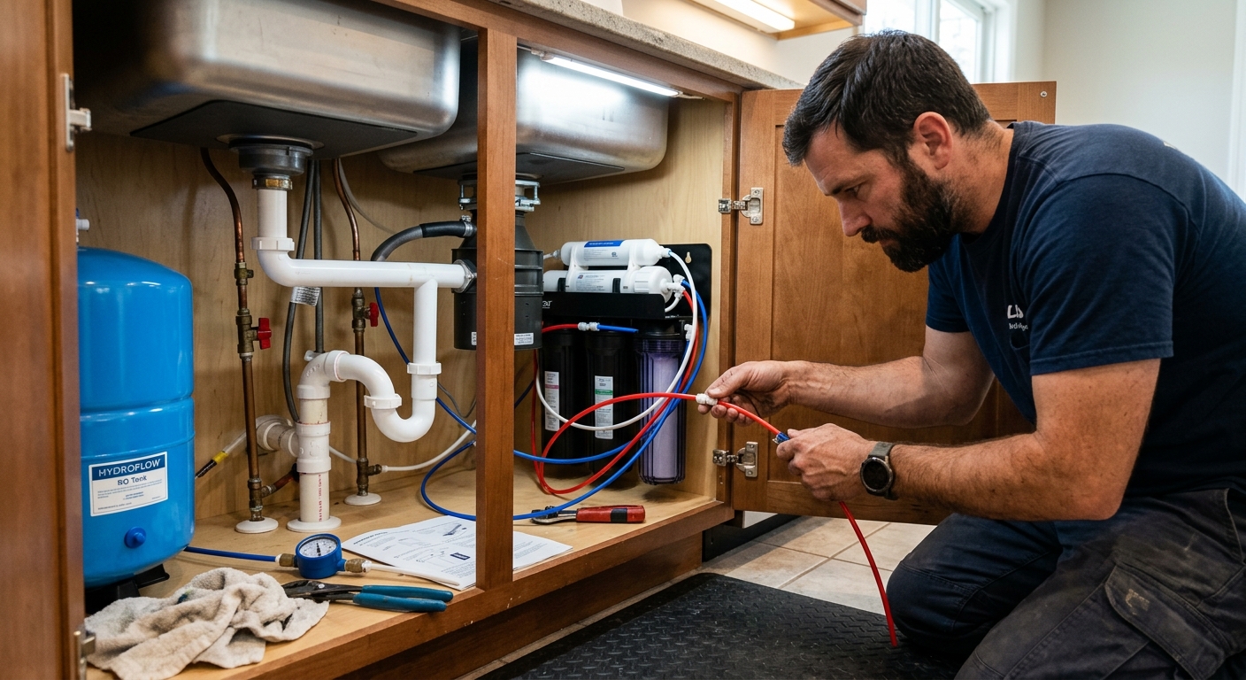DIY under-sink reverse osmosis installation