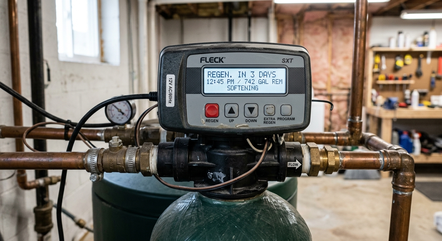 Water softener control valve head