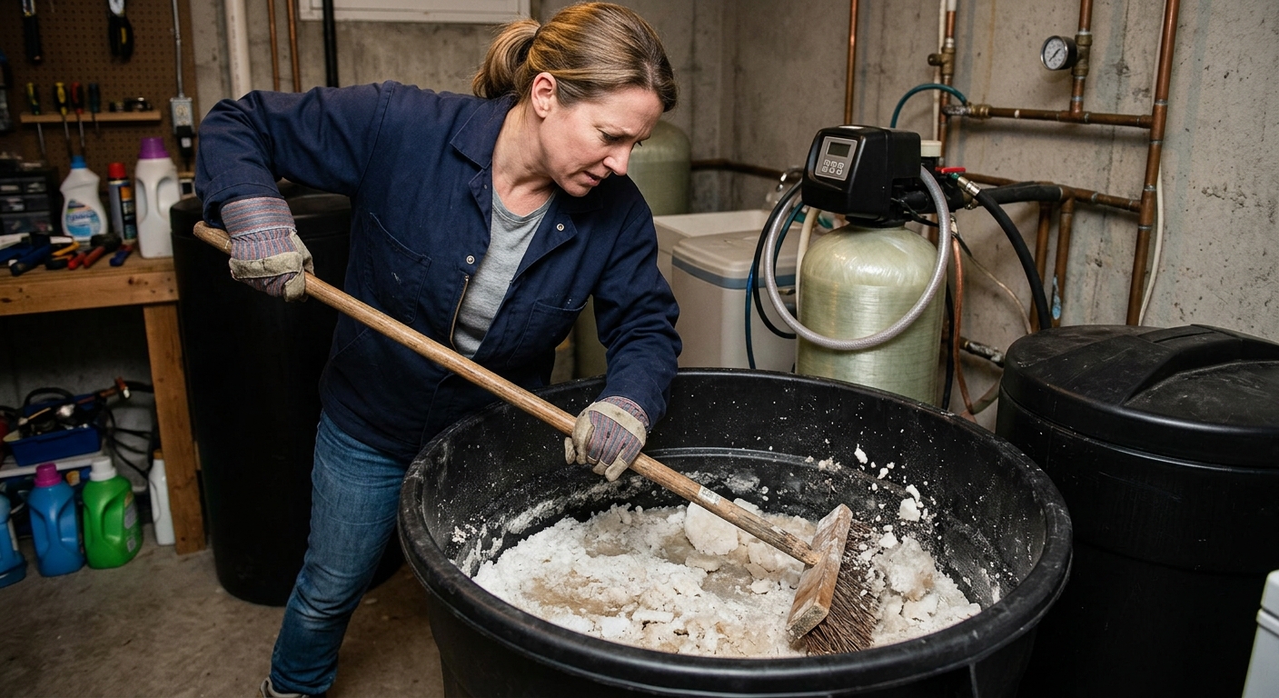 Breaking up a salt bridge with a broom handle