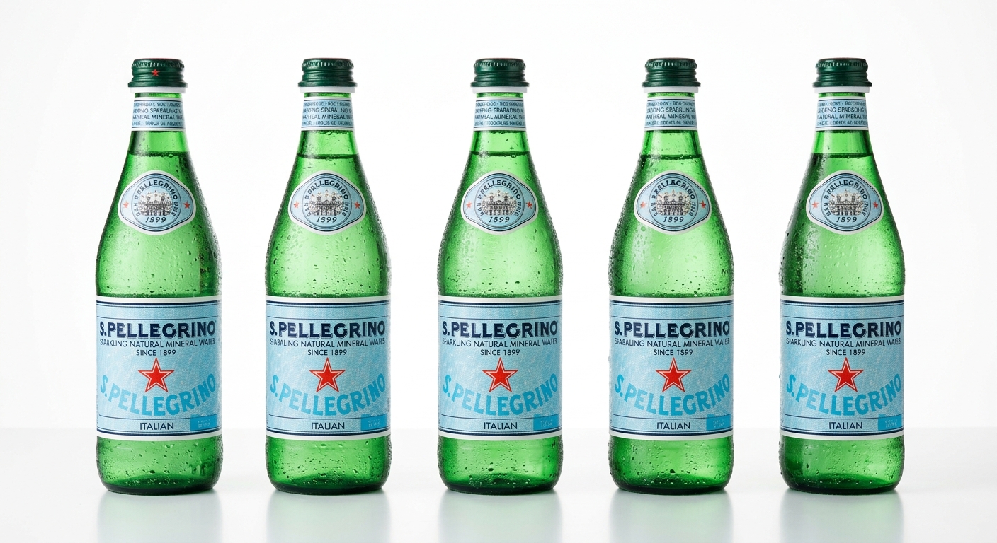 San Pellegrino sparkling mineral water glass bottles