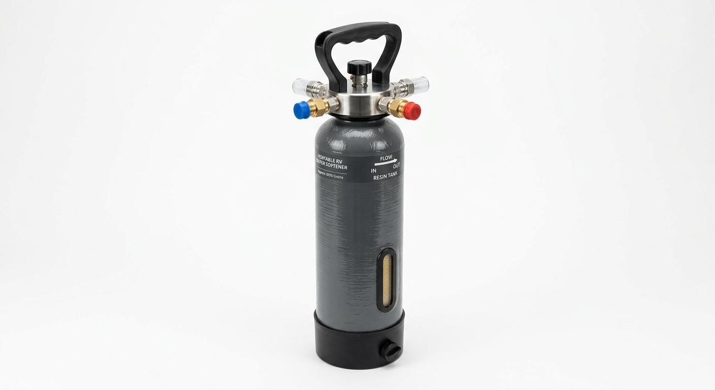 On The Go portable water softener compact tank for RV