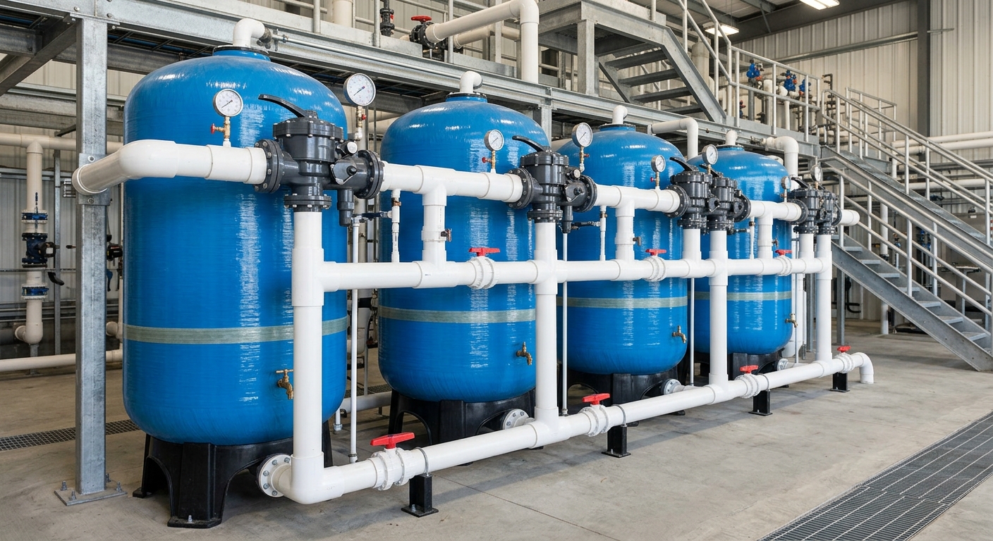 Industrial media filtration pressure vessels for RO pretreatment train design
