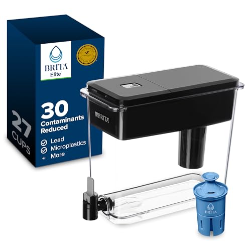 Brita XL 27 Cup Water Pitcher Dispenser, Includes 1 Elite Filter, Black